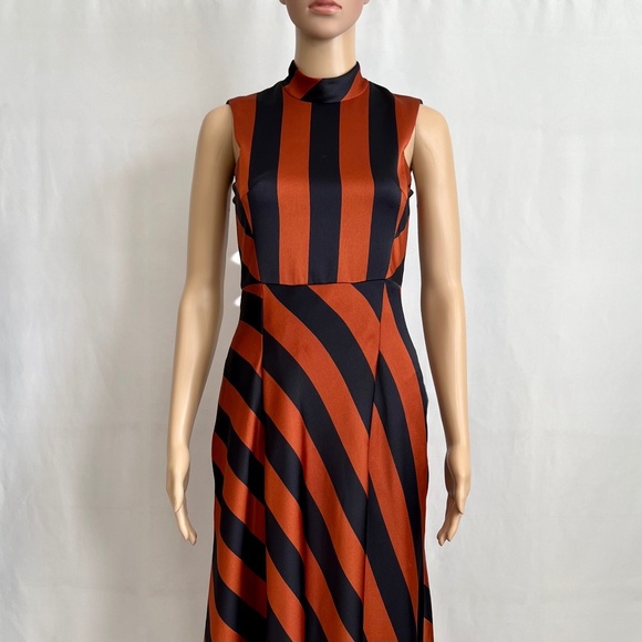NWT Hugo Boss Dalton Dress Orange & Navy, Women's Size 0 - Picture 4 of 13